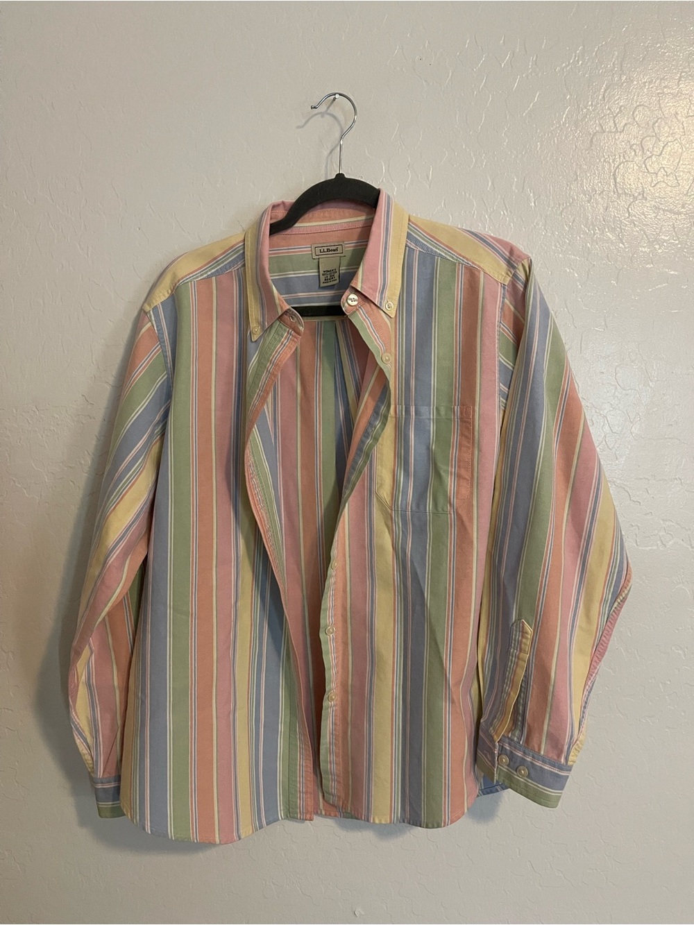 L.L. Bean Pastel Multicolor Stripe Button-Down Shirt